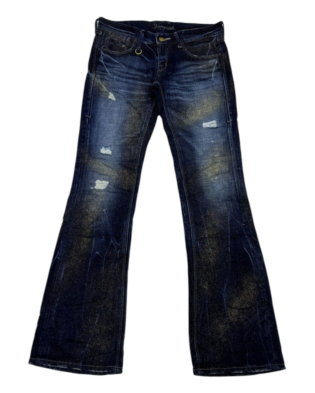 GOSTAR DE FUGA × Hysteric Glamour × If Six Was Nine Vanquish Flared Denim Gold Speckle Detail Distressed Jeans Size US 30 / EU 46 - 1 Thumbnail
