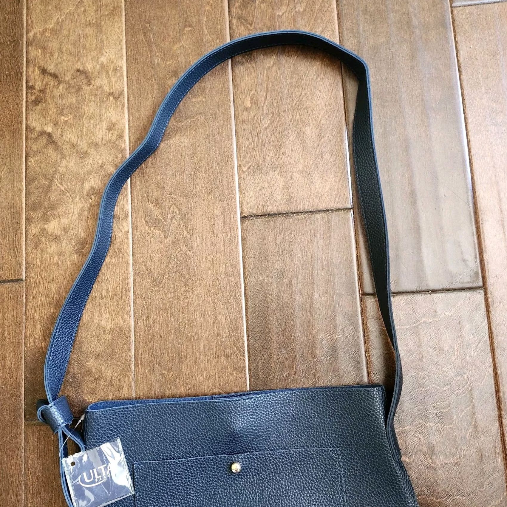 Vintage ULTA Beauty Navy Blue Crossbody Bag Faux Leather NEW Crossbody Women Vibrant Navy Casual Travel Party/Cocktail Blue Lining Size ONE SIZE - 5 Thumbnail