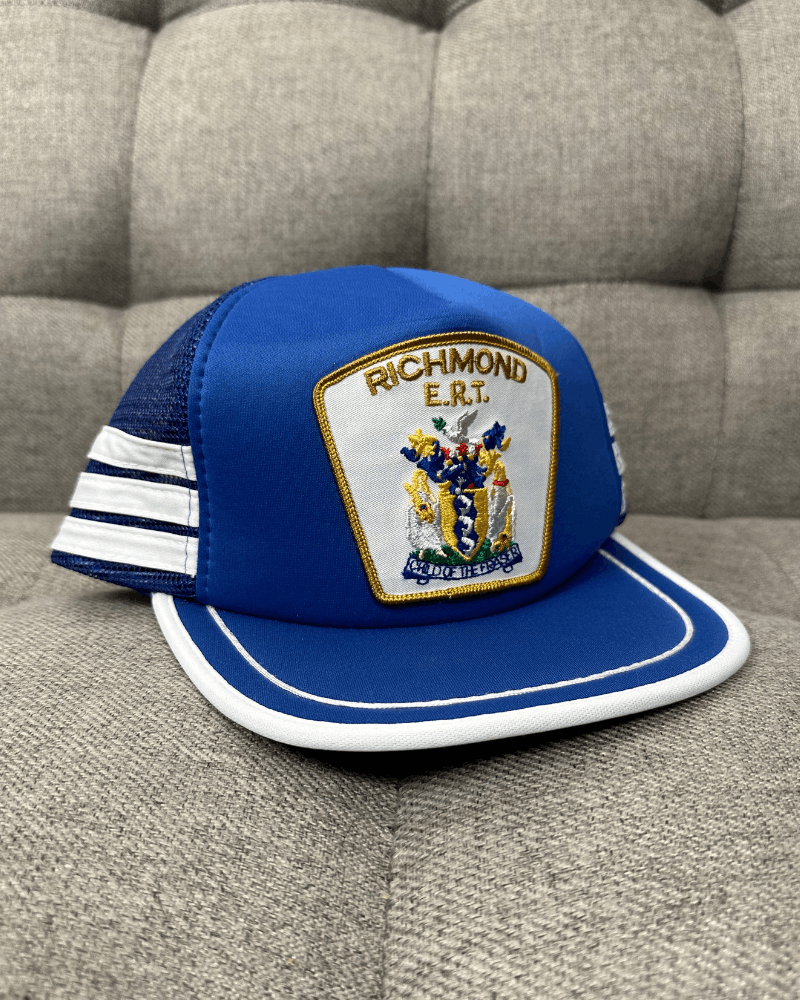 Vintage Vintage Richmond E.R.T. Blue/White Striped Trucker Hat Size ONE SIZE - 1 Thumbnail