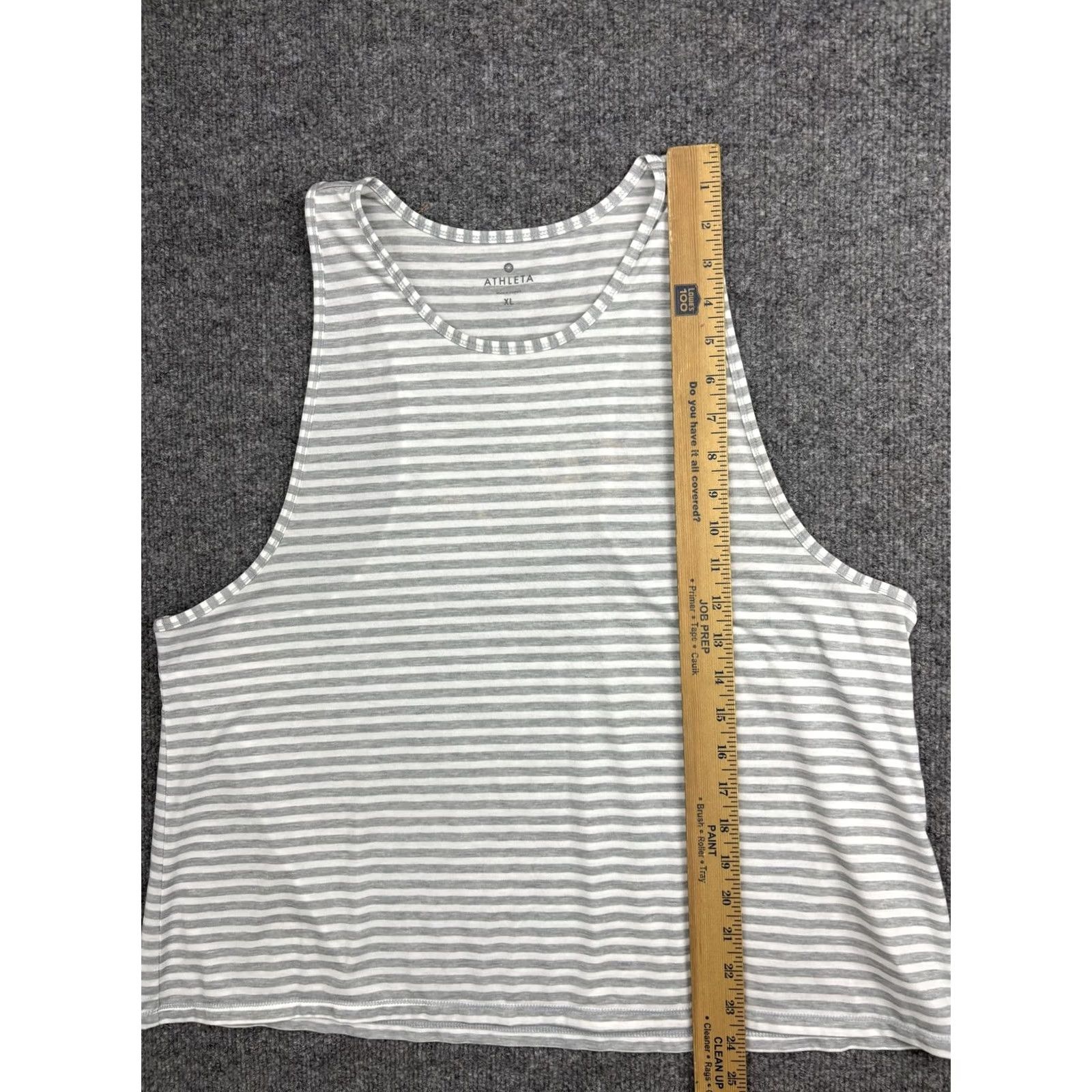 Athleta Athleta Tank Top Womens XL Gray White Striped Cropped Muscle Workout Shirt Size XL / US 12-14 / IT 48-50 - 4 Thumbnail