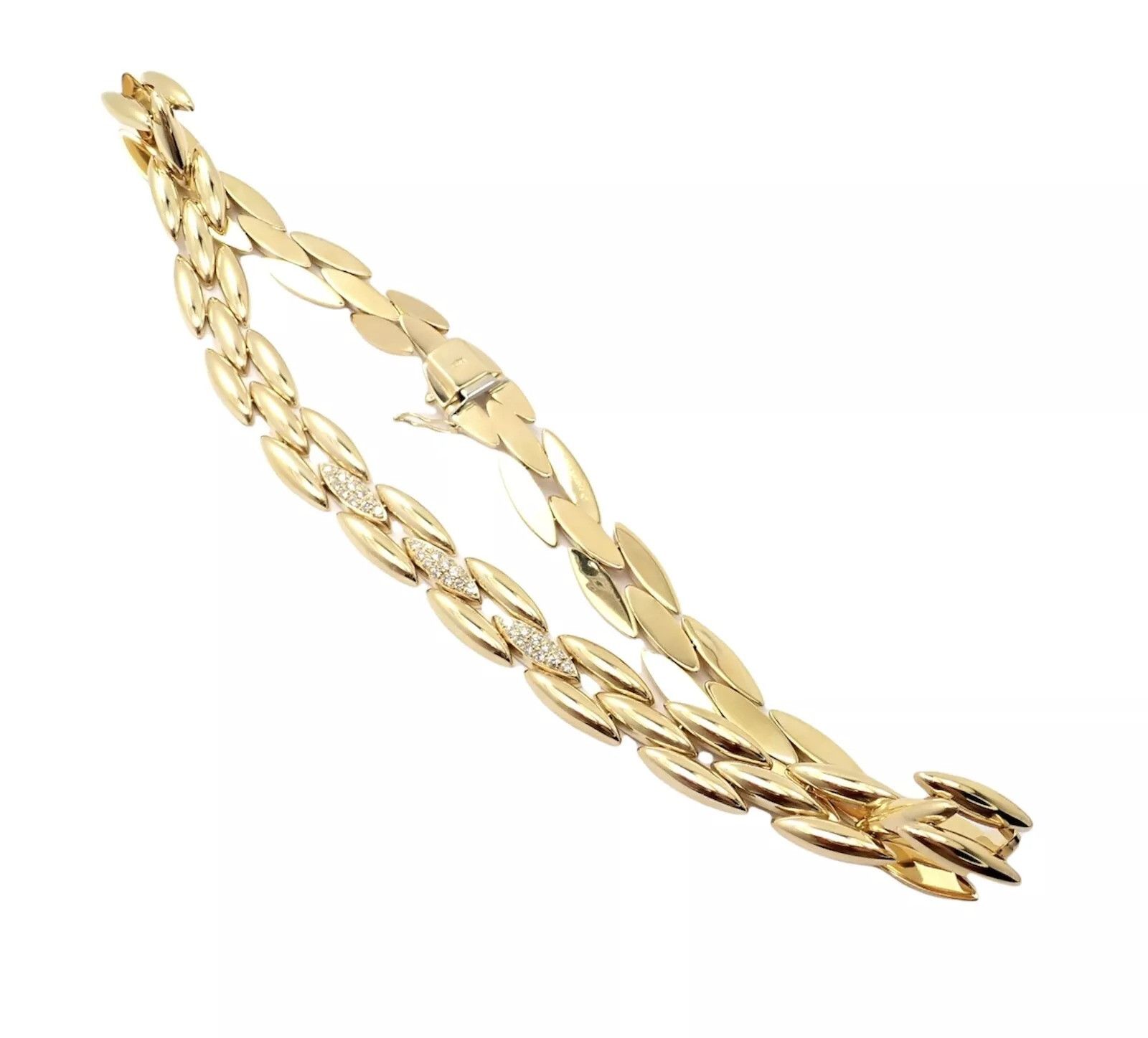 Cartier Cartier 18k Diamond Three Row Gentiane Rice Link Necklace Size ONE SIZE - 8 Thumbnail