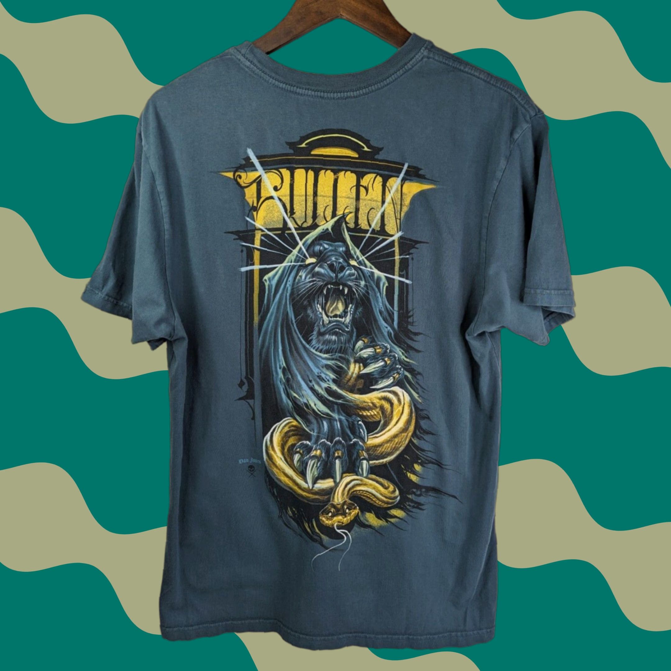 Vintage Sullen T-Shirt Mens Lumen Lion and Snake Tattoo Style Crew Neck Blue Cotton Short Sleeve Logo Vintage No Size US L / EU 52-54 / 3 - 1 Thumbnail