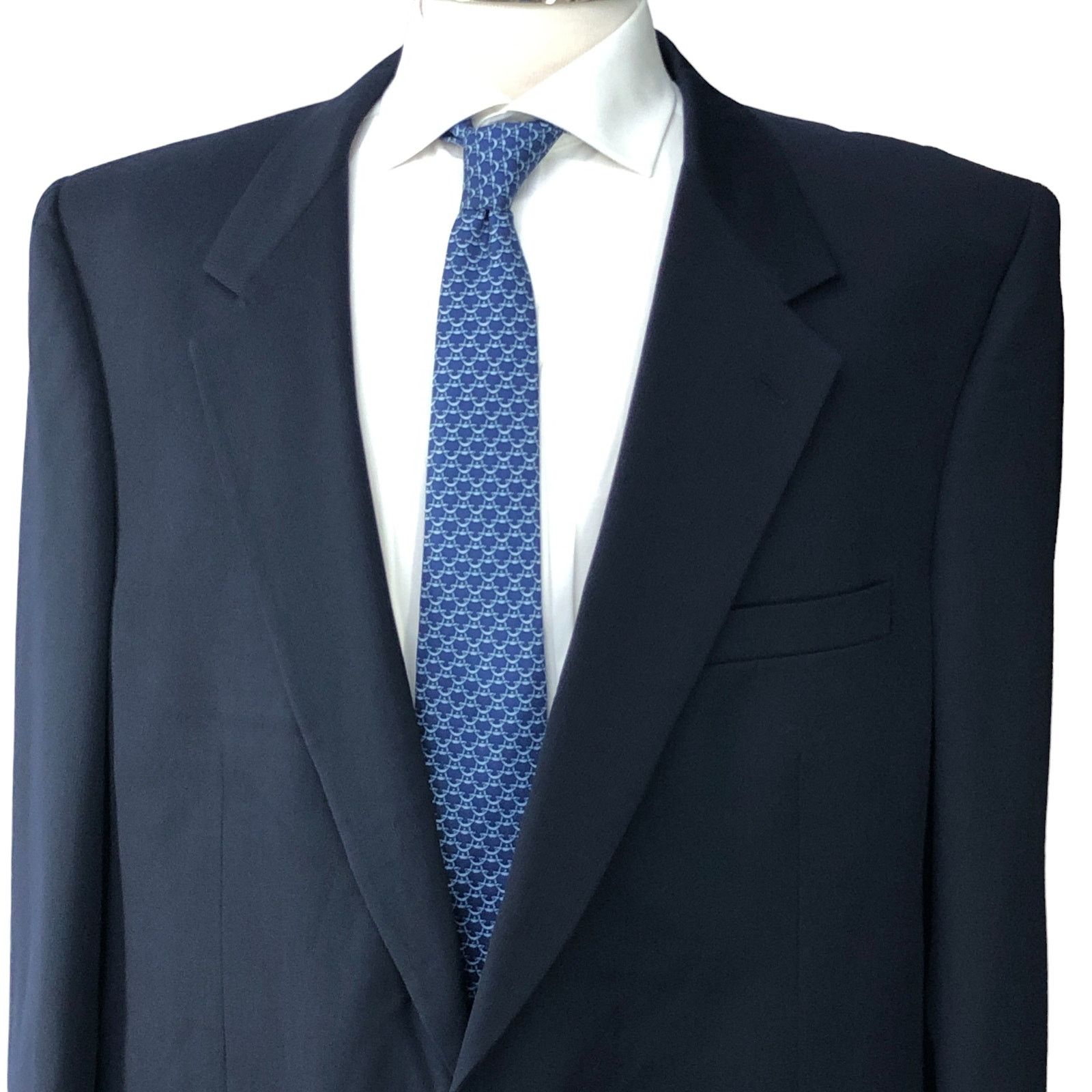 Burberry Burberrys Vintage Mens Size 48L Sport Coat Wool Navy 90s Size 48L - 2 Thumbnail