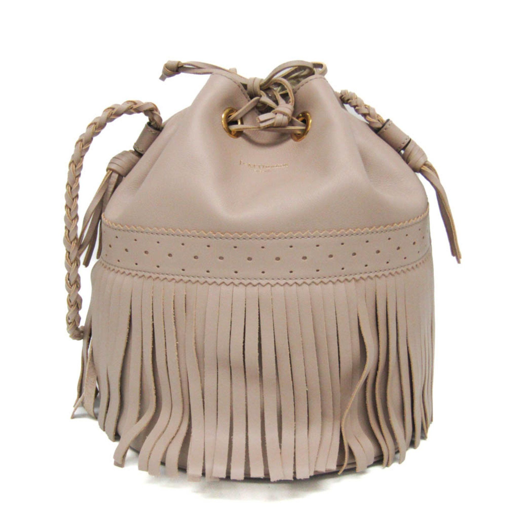 J&m Davidson Carnival L Women's Leather Shoulder Bag Pink Beige