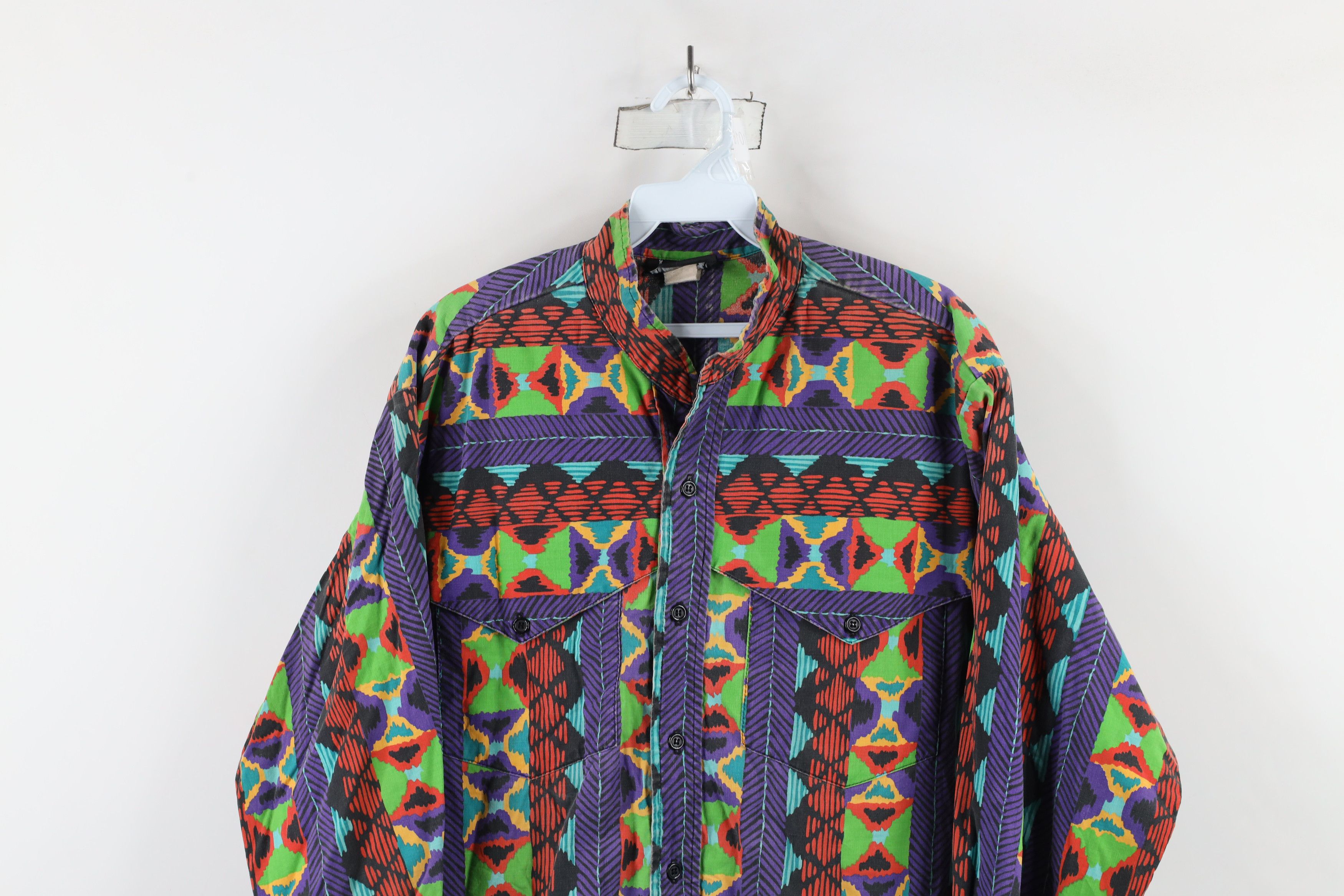 Vintage Vintage 90s Western Cowboy Band Collar Button Shirt USA Size US XL / EU 56 / 4 - 2 Thumbnail