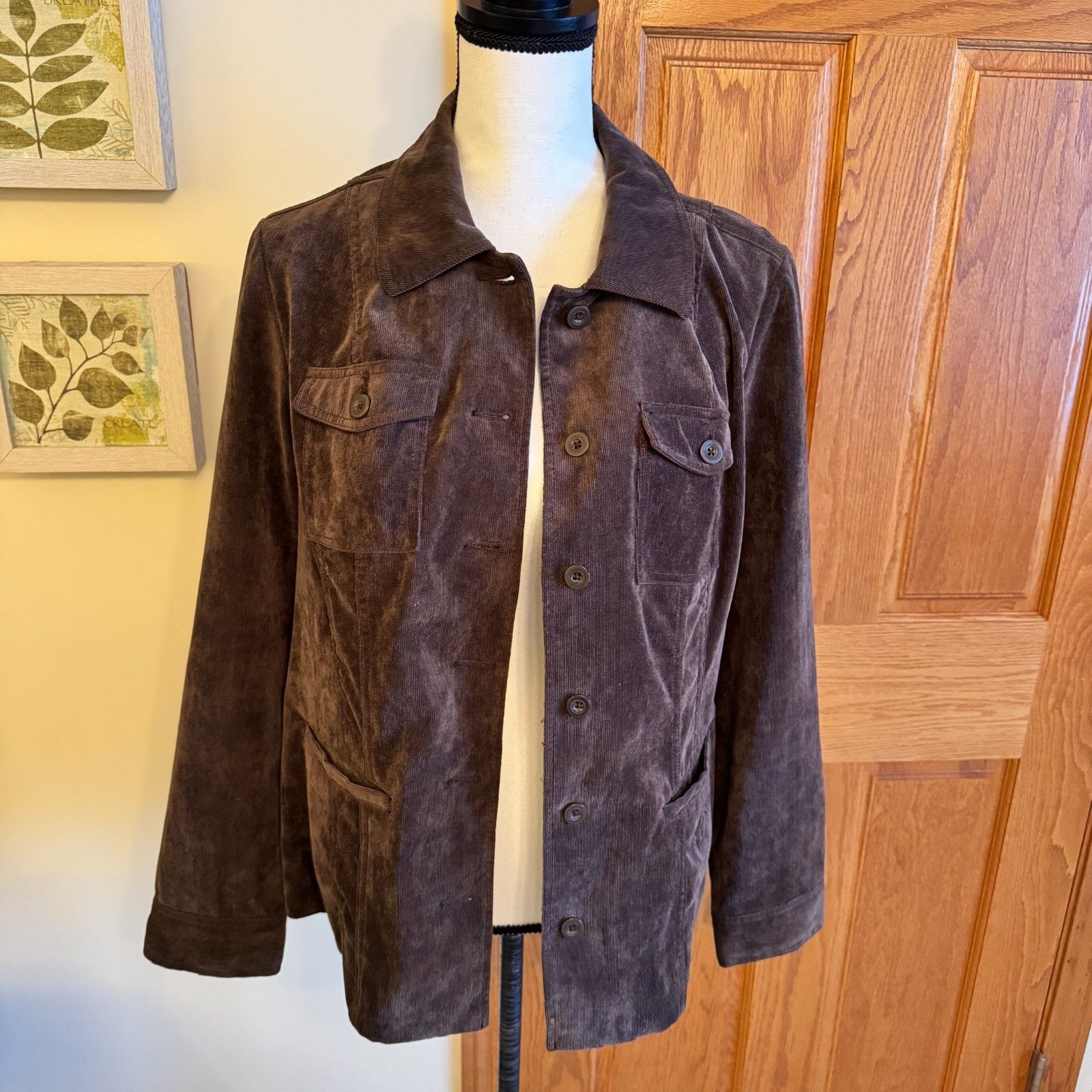 Croft & Barrow Croft & Barrow Jacket Womens M Brown Corduroy Blazer Button Size M / US 6-8 / IT 42-44 - 1 Thumbnail
