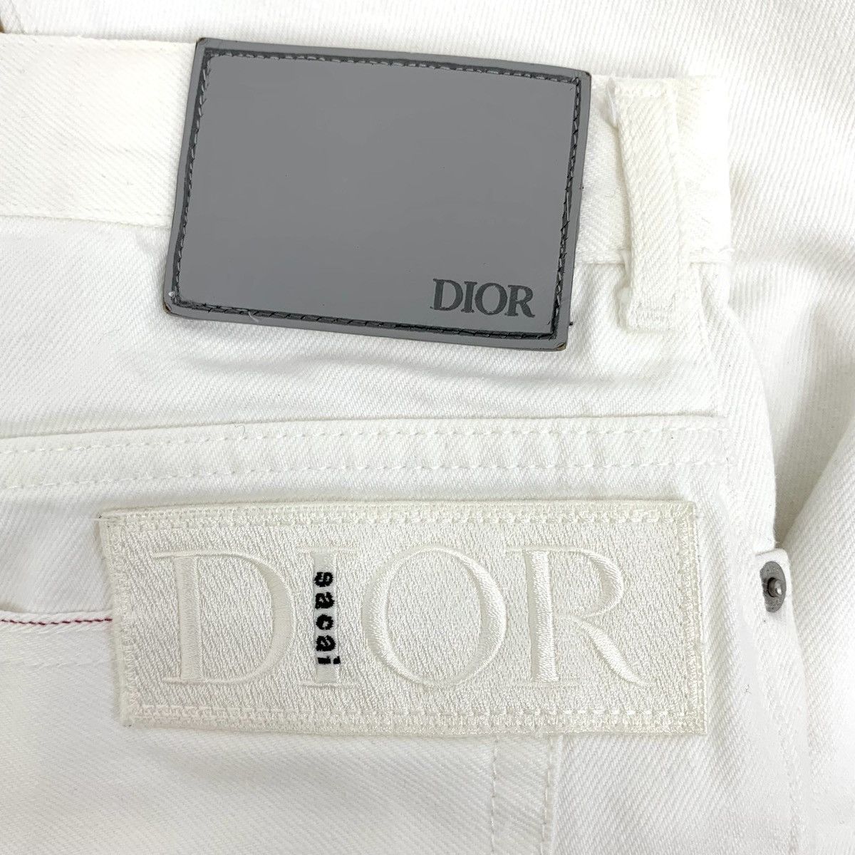 Dior Dior White Logo Badge Embroidered Cotton Casual Pants K26WX Size 25" / US 0 / IT 36 - 6 Thumbnail