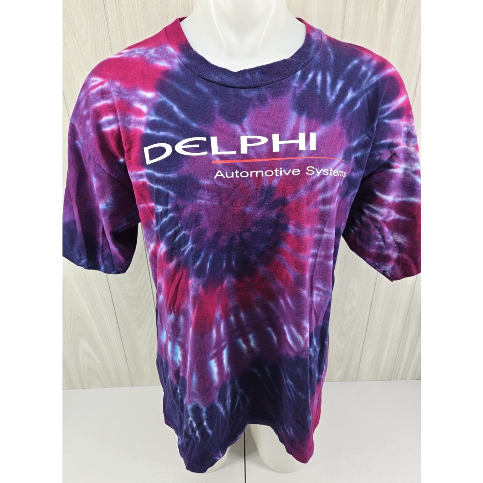 Vintage VINTAGE Delphi Automotive Systems VTG 90s Single Stitch T-Shirt Men’s XL Tie Dye Purple Shirt Mens XL Purple 90s Logo Graphic Print Size US XL / EU 56 / 4 - 2 Thumbnail