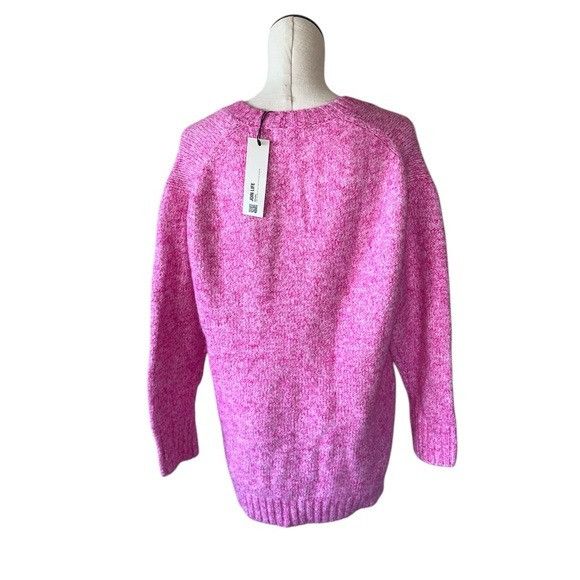 Zara NWT ZARA V NECK BUBBLE GUM PINK CHUNKY SWEATER MEDIUM WOOL Size M / US 6-8 / IT 42-44 - 9 Thumbnail