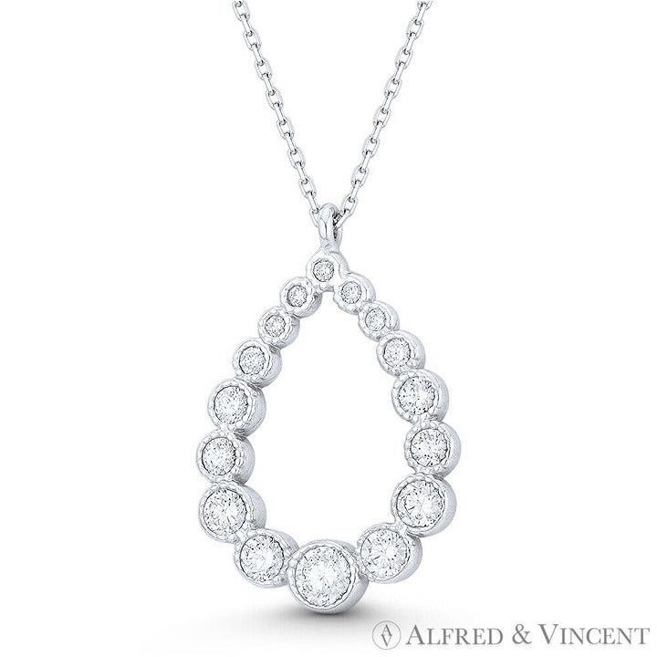 Other Teardrop CZ Crystal Multi-Bezel Pendant & Chain Necklace Size ONE SIZE - 1 Preview