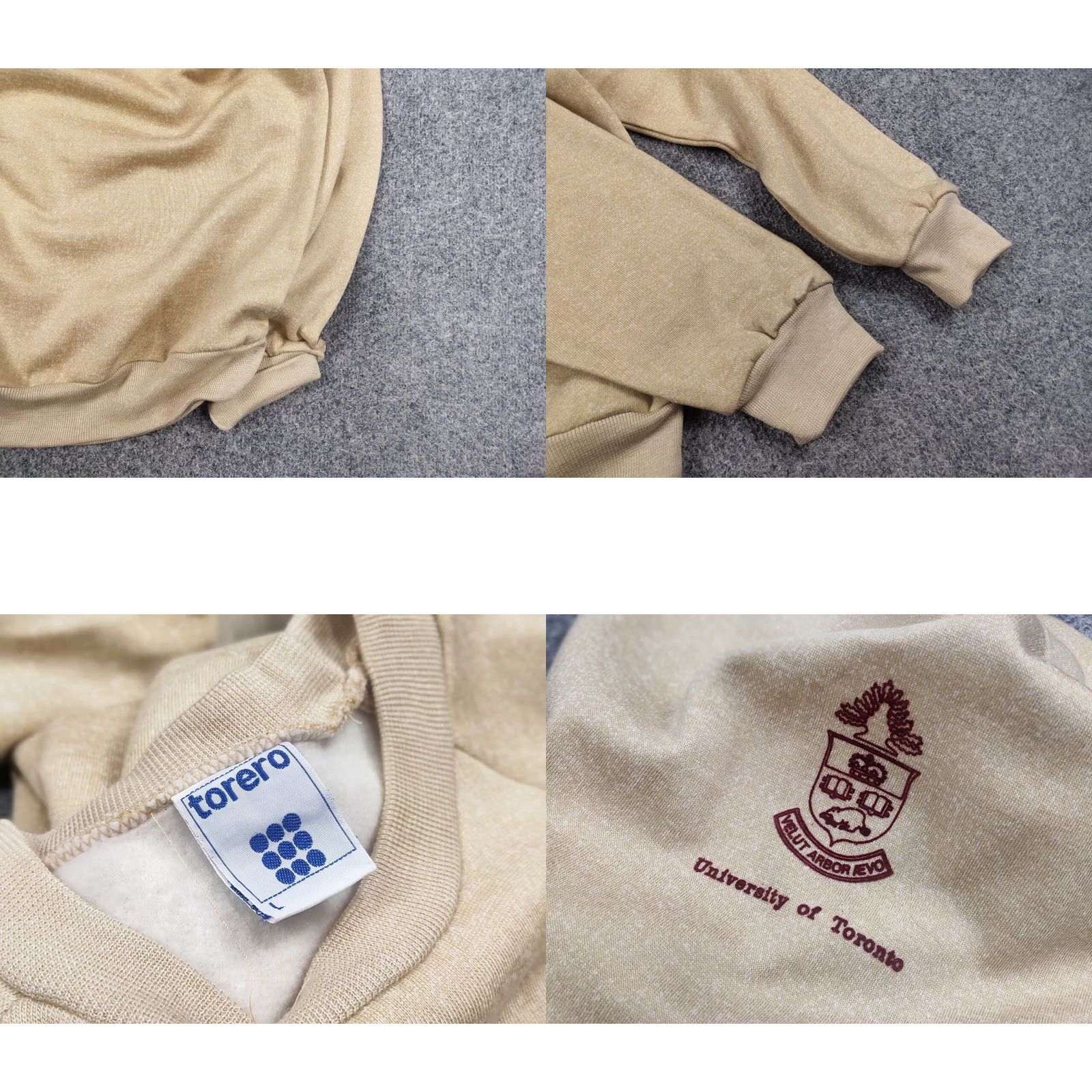 Vintage VINTAGE University of Toronto Crew Check Beige Sweatshirt Y2K Size US L / EU 52-54 / 3 - 8 Thumbnail