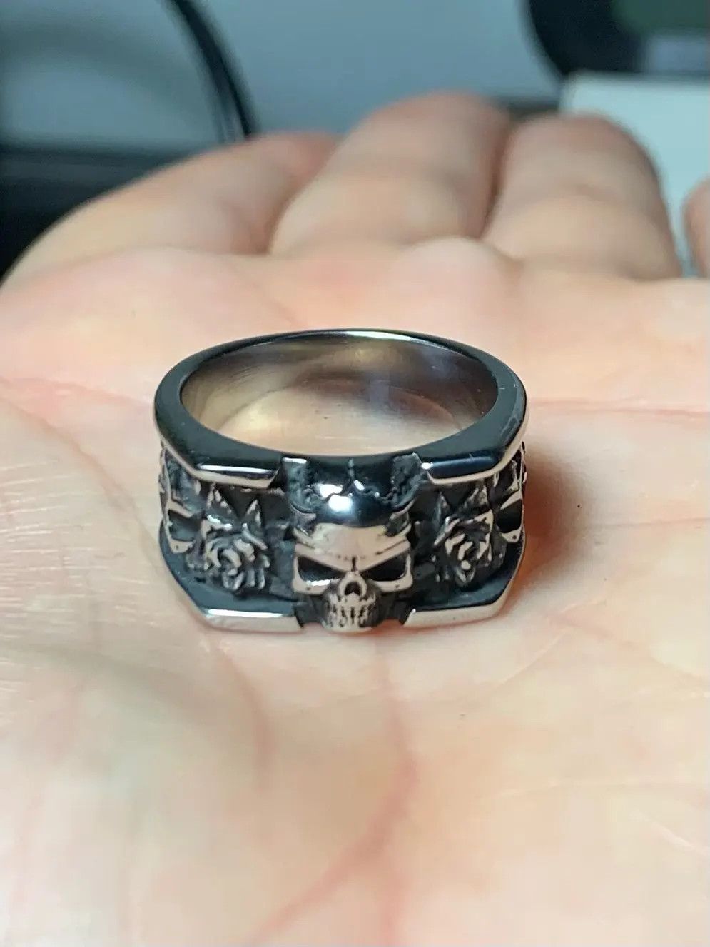 Vintage SIZE 10 316L Stainless Steel Vintage SKULL Punk Ring Size ONE SIZE - 3 Thumbnail