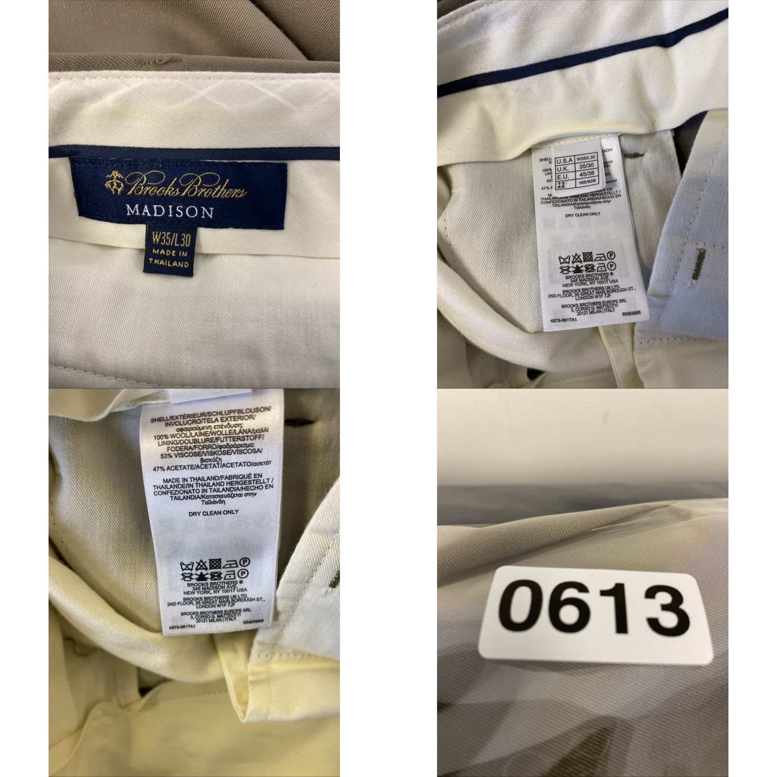Brooks Brothers Brooks Brothers Dress Pants Men’s 35 x 30 Tan Wool /0613 Regular Classic Stretch Size US 35 - 8 Thumbnail