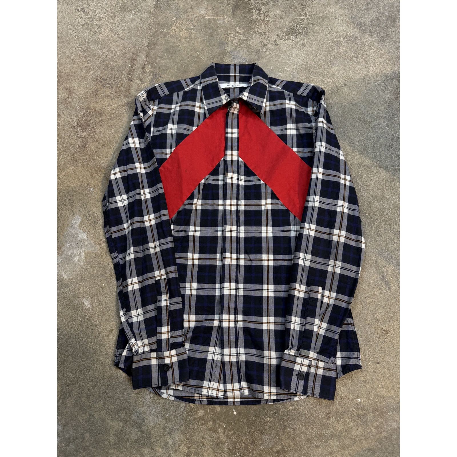 Givenchy Button Up Blue Red Used 38 (Small)