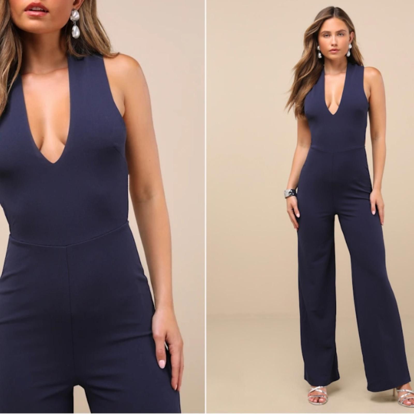 Lulus LULU's Sexy Chic Wedding Date Wide Leg Jumpsuit Size L / US 10 / IT 46 - 3 Thumbnail