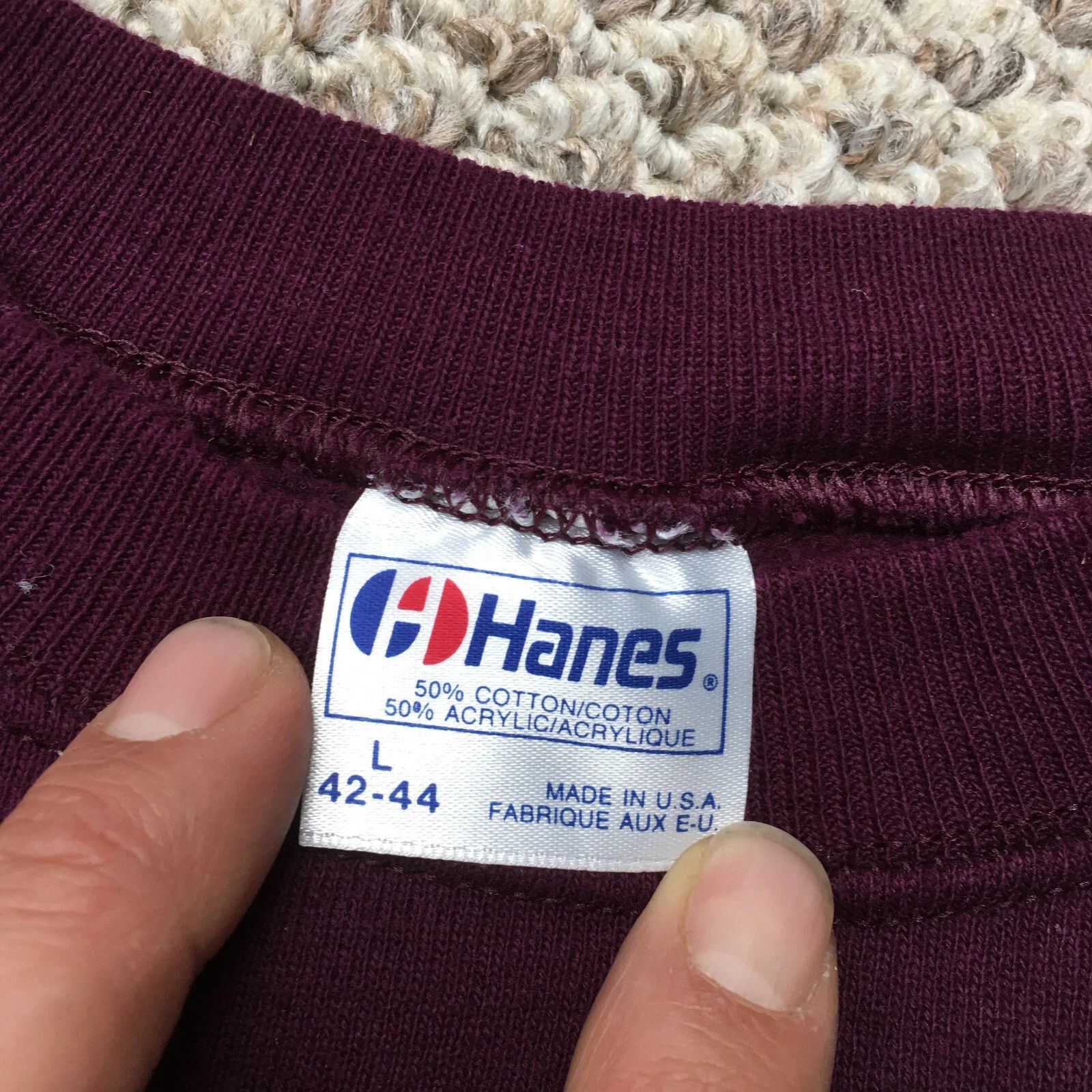 Vintage Vintage 80s Hanes Blank Sweatshirt Size US L / EU 52-54 / 3 - 3 Thumbnail