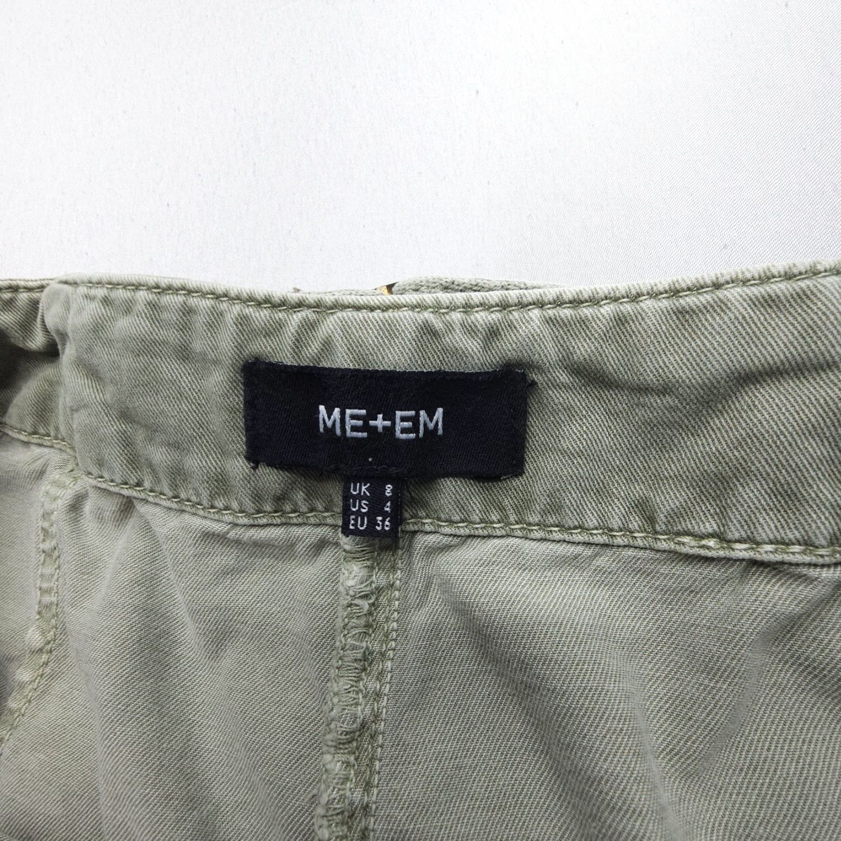 ME+EM Me + Em Pants Size 4 Green Washed Utility Tapered Engineer Cinch Waist Size 32" / US 10 / IT 46 - 3 Thumbnail