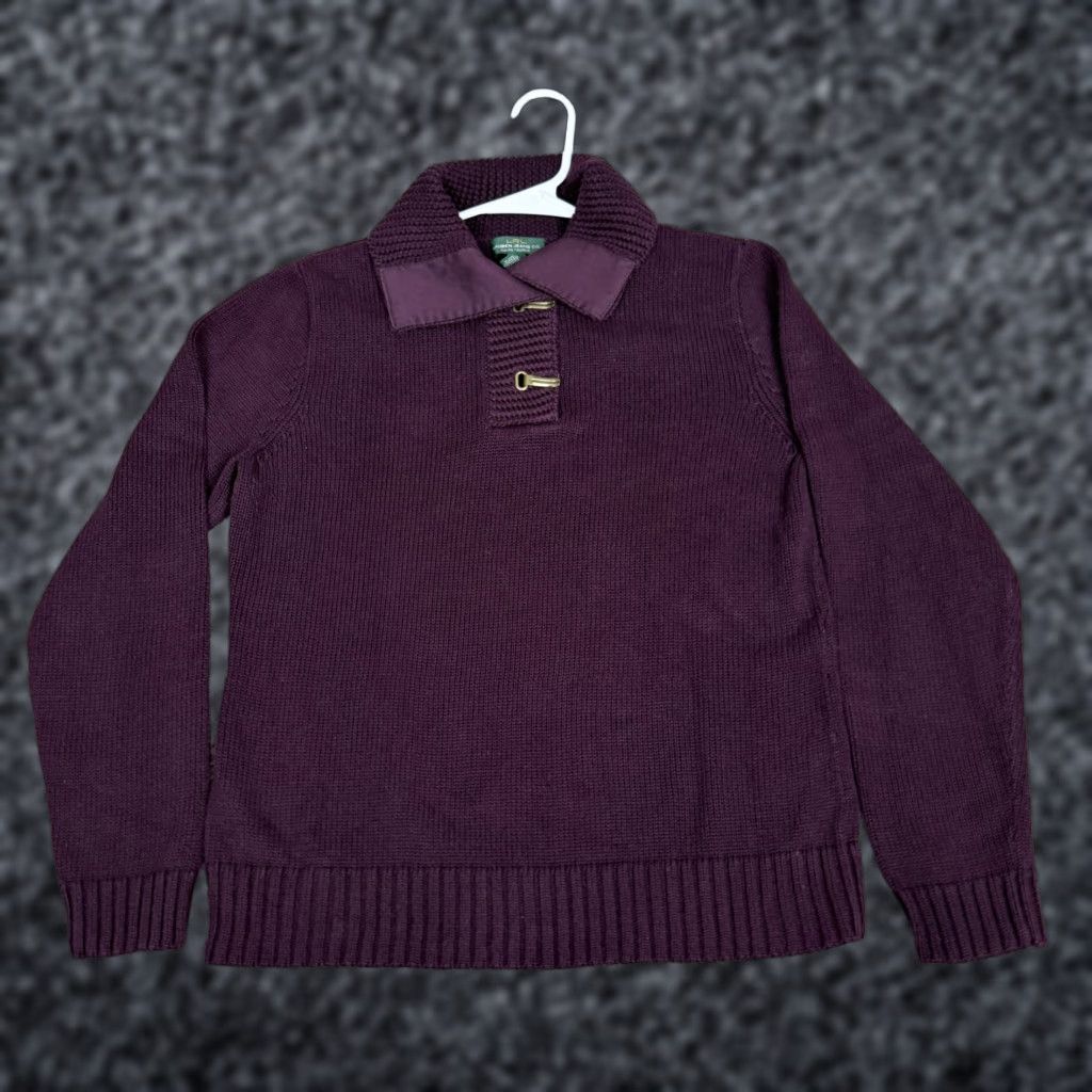 Ralph Lauren Lauren Ralph Lauren Sweater Womens Large Purple Collared Toggle Knit Pullover Size L / US 10 / IT 46 - 1 Thumbnail
