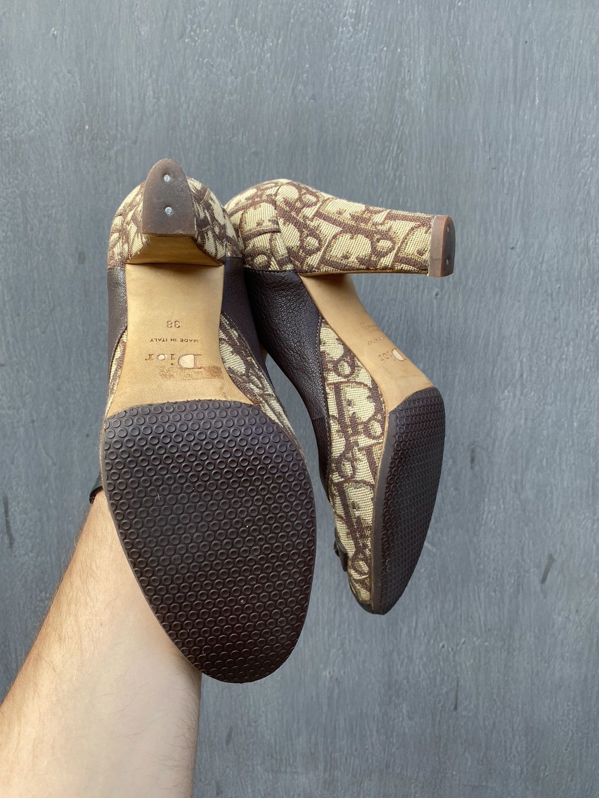 Dior × Vintage Christian Dior Monogram Leather Heels size 38 Size US 9 / IT 39 - 11 Thumbnail