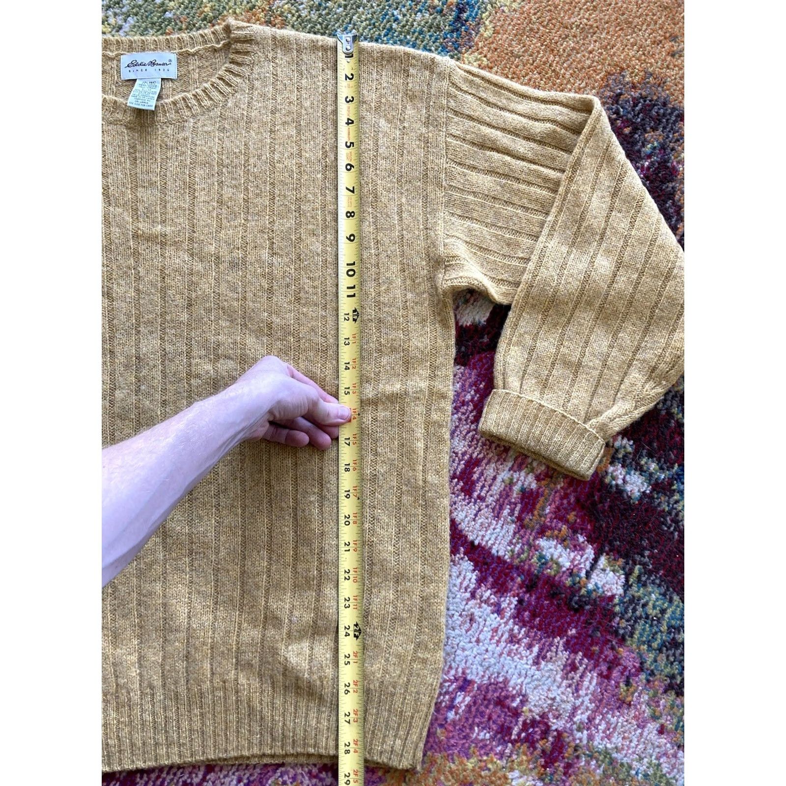 Eddie Bauer Vintage Eddie Bauer Sweater Mens Large Tall Yellow Wool Blend Ribbed Knit Size US L / EU 52-54 / 3 - 6 Thumbnail