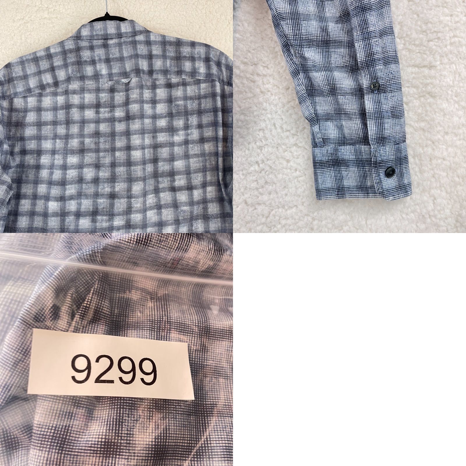 Vince Vince Blue Plaid Button-Up Dress Shirt Mens Long Sleeve 100% Cotton Size Large Size 42R - 9 Thumbnail