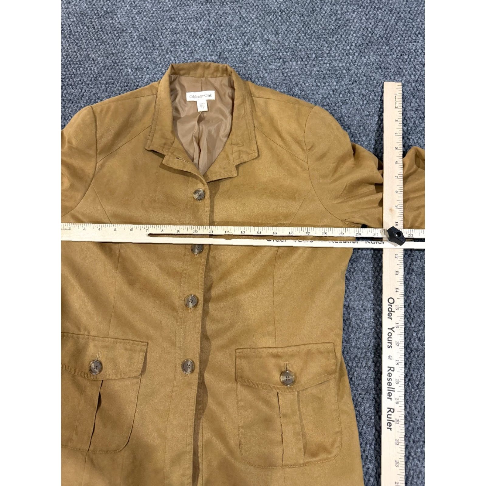 Coldwater Creek Coldwater Creek Jacket Womens 12 Tan Button Front Lined Casual Safari Jacket Coat Brown Floral Classic Art Size XL / US 12-14 / IT 48-50 - 4 Thumbnail