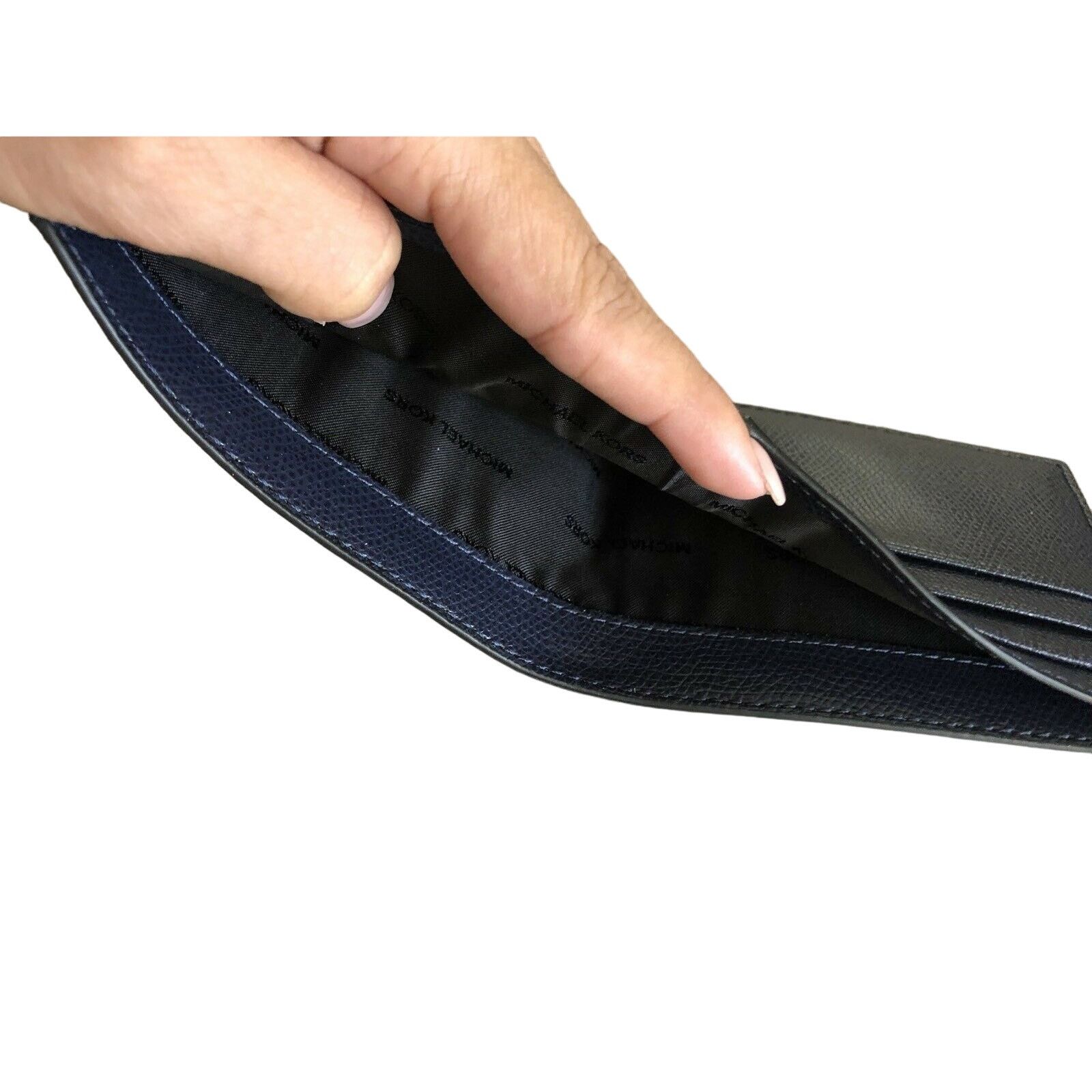 Michael Kors Michael Kors Leather Mens Slim Billfold Wallet in Navy Size ONE SIZE - 7 Thumbnail