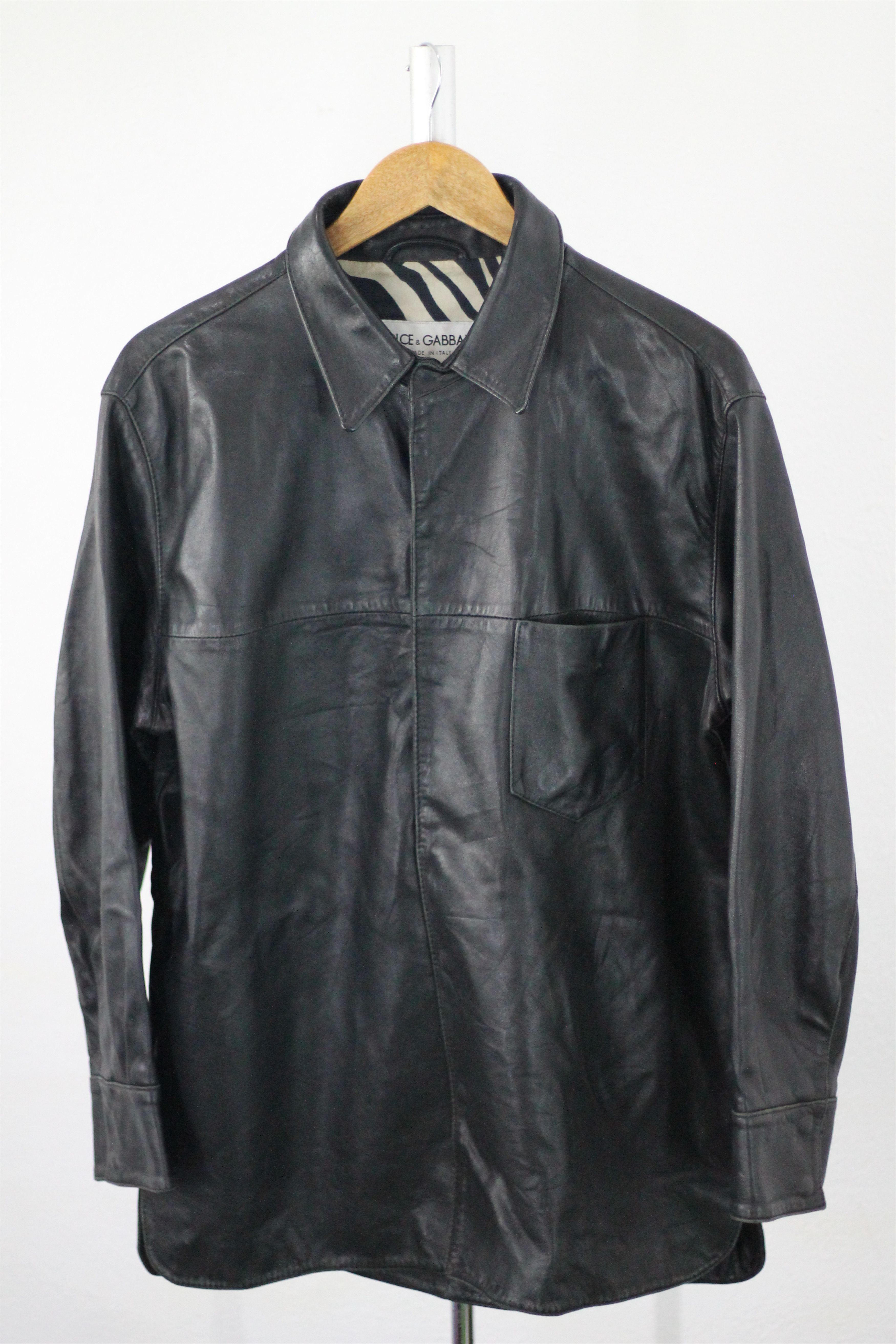 Dolce & Gabbana × Vintage RARE! Vintage DOLCE & GABBANA Leather Shirt Light Jacket. Size US L / EU 52-54 / 3 - 2 Thumbnail