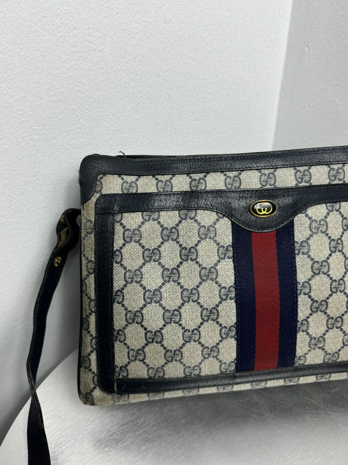 Gucci × Vintage Vintage Gucci Sherry Line Monogram Navy Shoulder Bag Size ONE SIZE - 3 Thumbnail