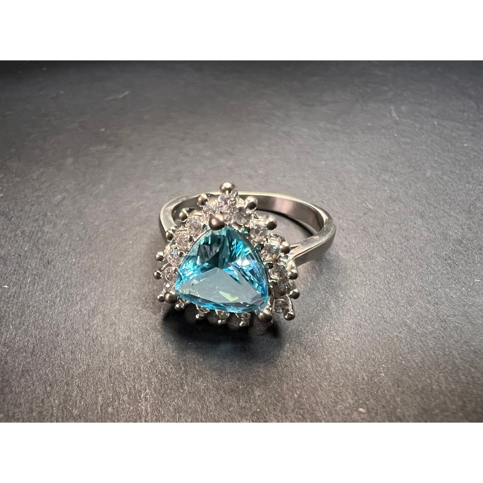 Other Sky blue trillium CZ halo sterling silver ring size 9 Size ONE SIZE - 3 Thumbnail