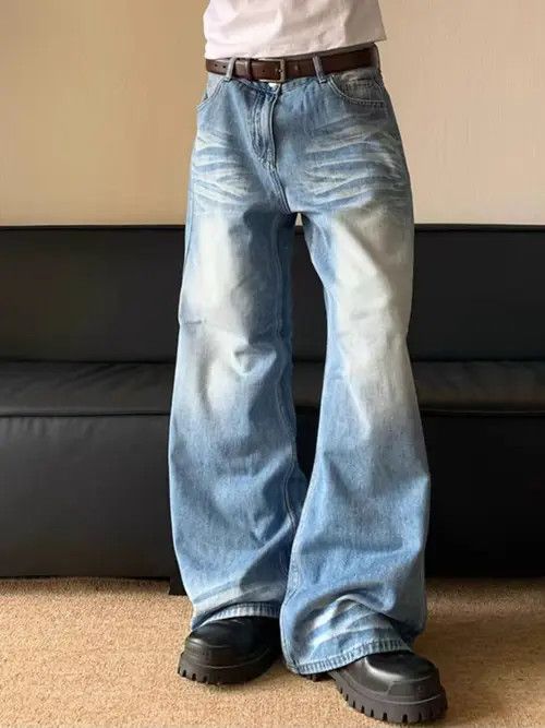 Japanese Brand Street vintage washed and whiskered baggy jeans Size US 34 / EU 50 - 1 Thumbnail