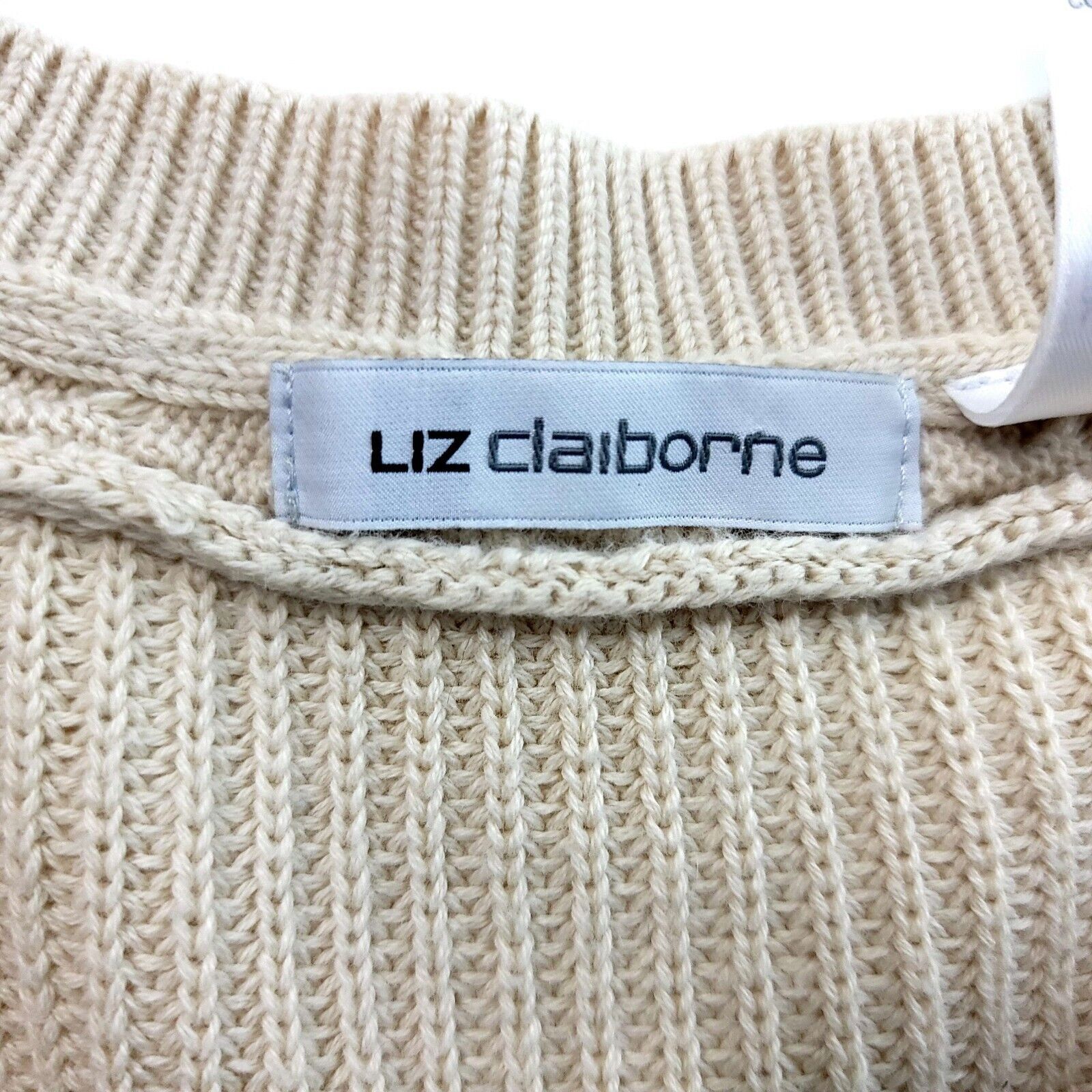Liz Claiborne Liz Claiborne Tan Cable Knit Sweater Medium 8/10 Cotton Butt Size M / US 6-8 / IT 42-44 - 6 Thumbnail