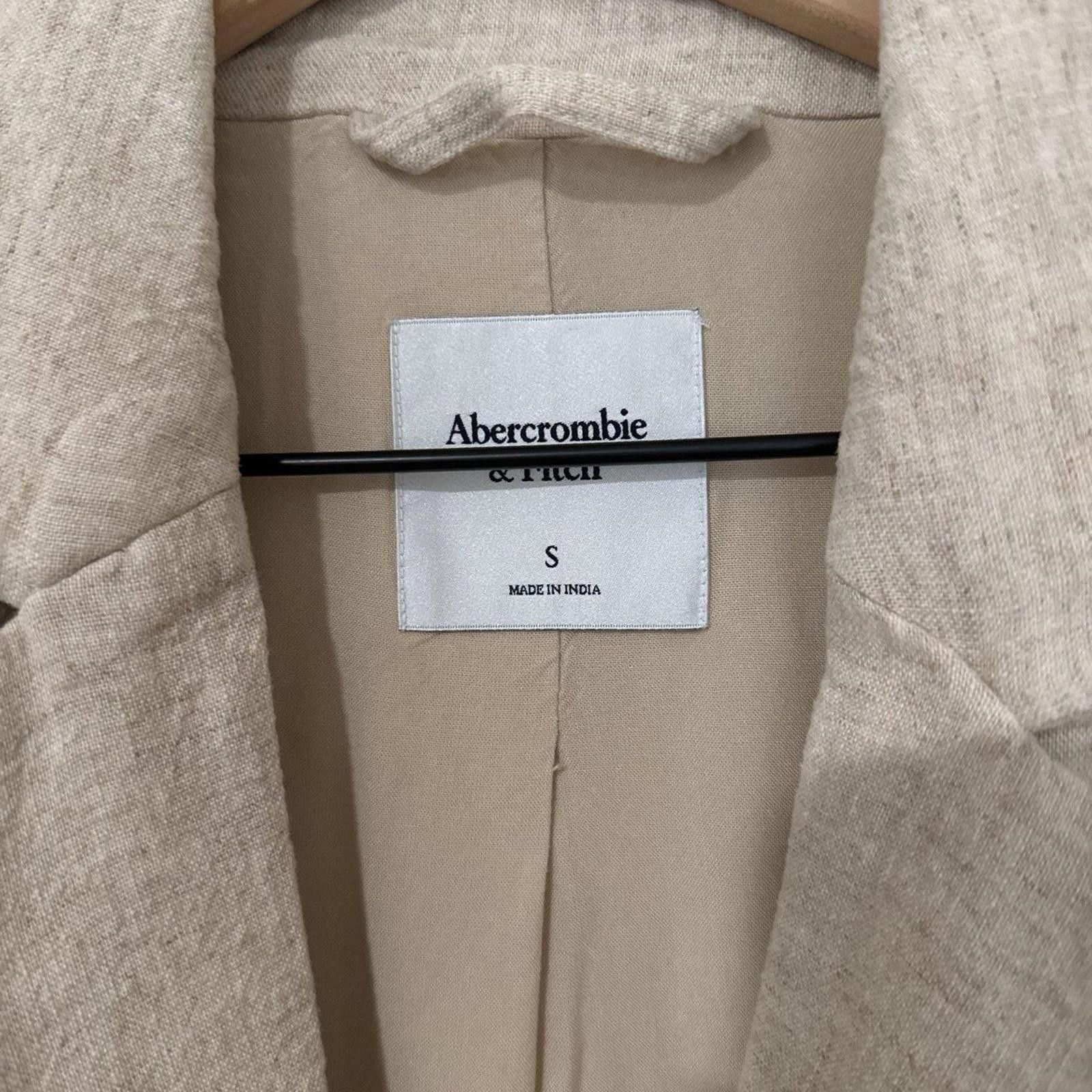 Abercrombie & Fitch Abercrombie Women's Linen Blend Beige Blazer Jacket Small Size S / US 4 / IT 40 - 2 Thumbnail