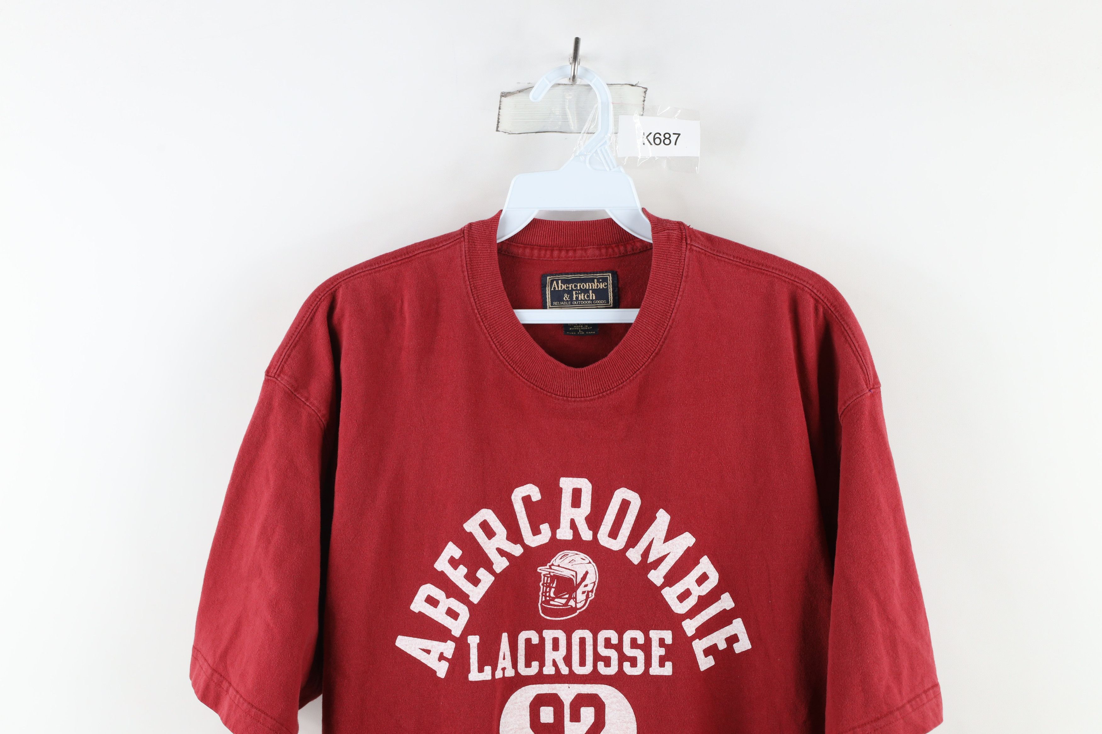 Abercrombie & Fitch × Vintage Vintage 90s Abercrombie & Fitch Out Lacrosse T-Shirt Red Size US M / EU 48-50 / 2 - 2 Thumbnail