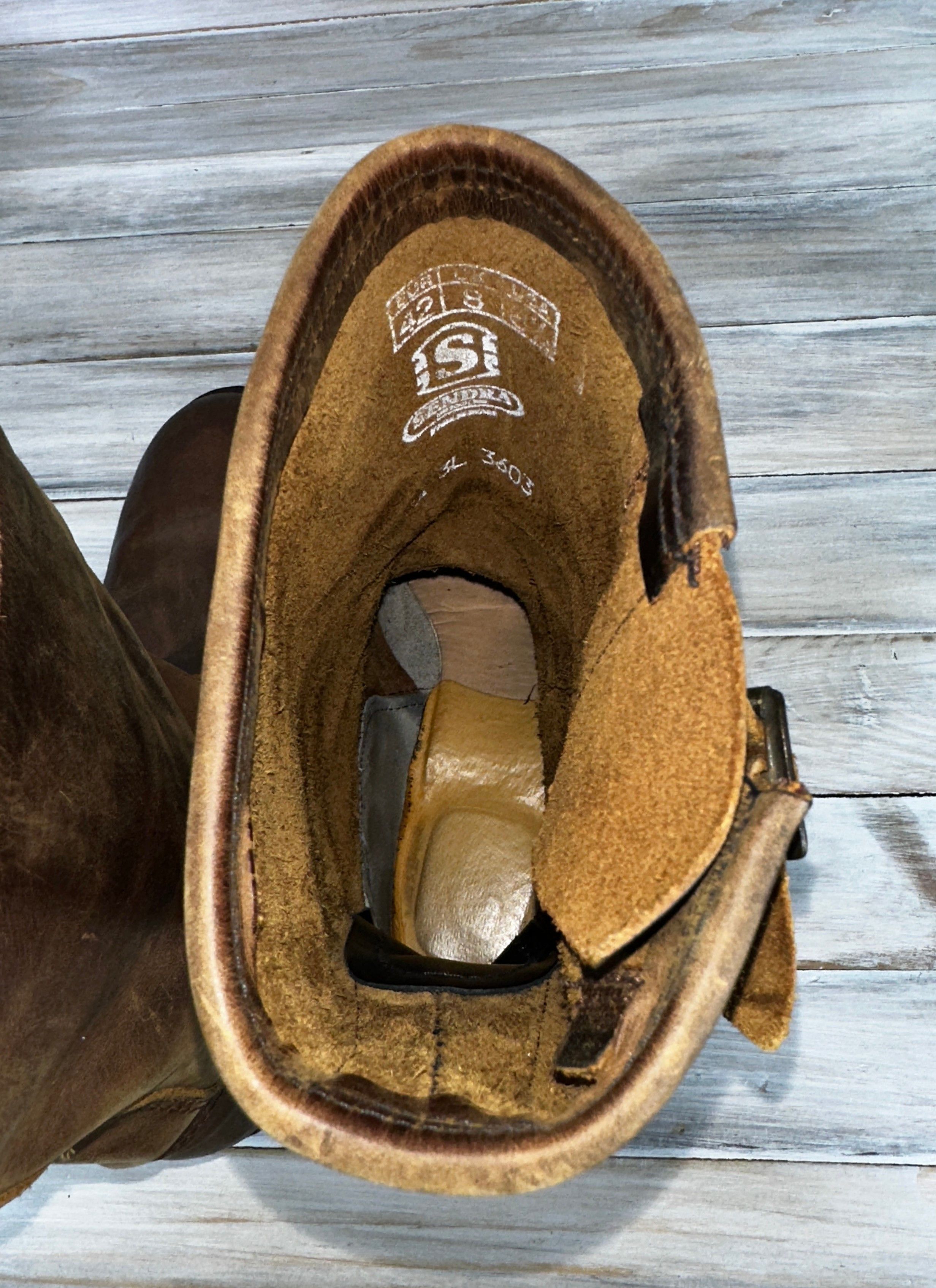 Leather × Sendra Sendra Boat Cowboy Leather Boots Western Biker Motorcycle Size US 8.5 / IT 38.5 - 15 Thumbnail