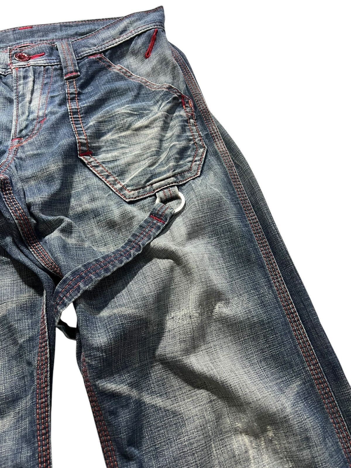 Edwin 💥Flare💥Vintage Edwin 503 Blue Trip Distress Jeans Size US 31 - 6 Thumbnail