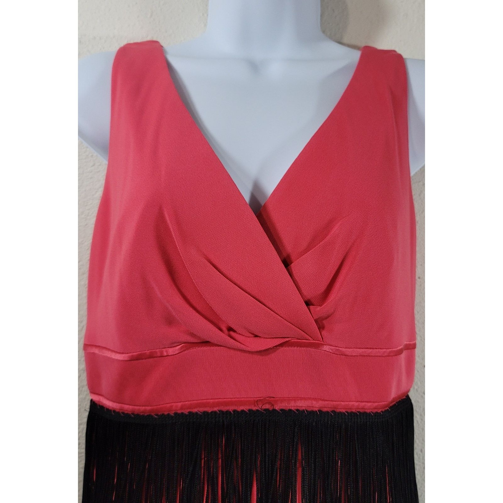 Other Kay Unger Coral Crisscross Bodice Fringe Skirt Dress 6 Size M / US 6-8 / IT 42-44 - 5 Thumbnail