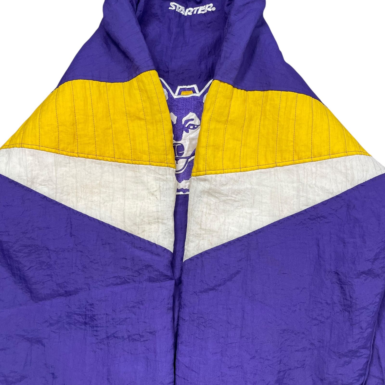NCAA VTG 90s WASHINGTON HUSKIES STARTER PULLOVER PUFFER JACKET Size US XL / EU 56 / 4 - 9 Thumbnail