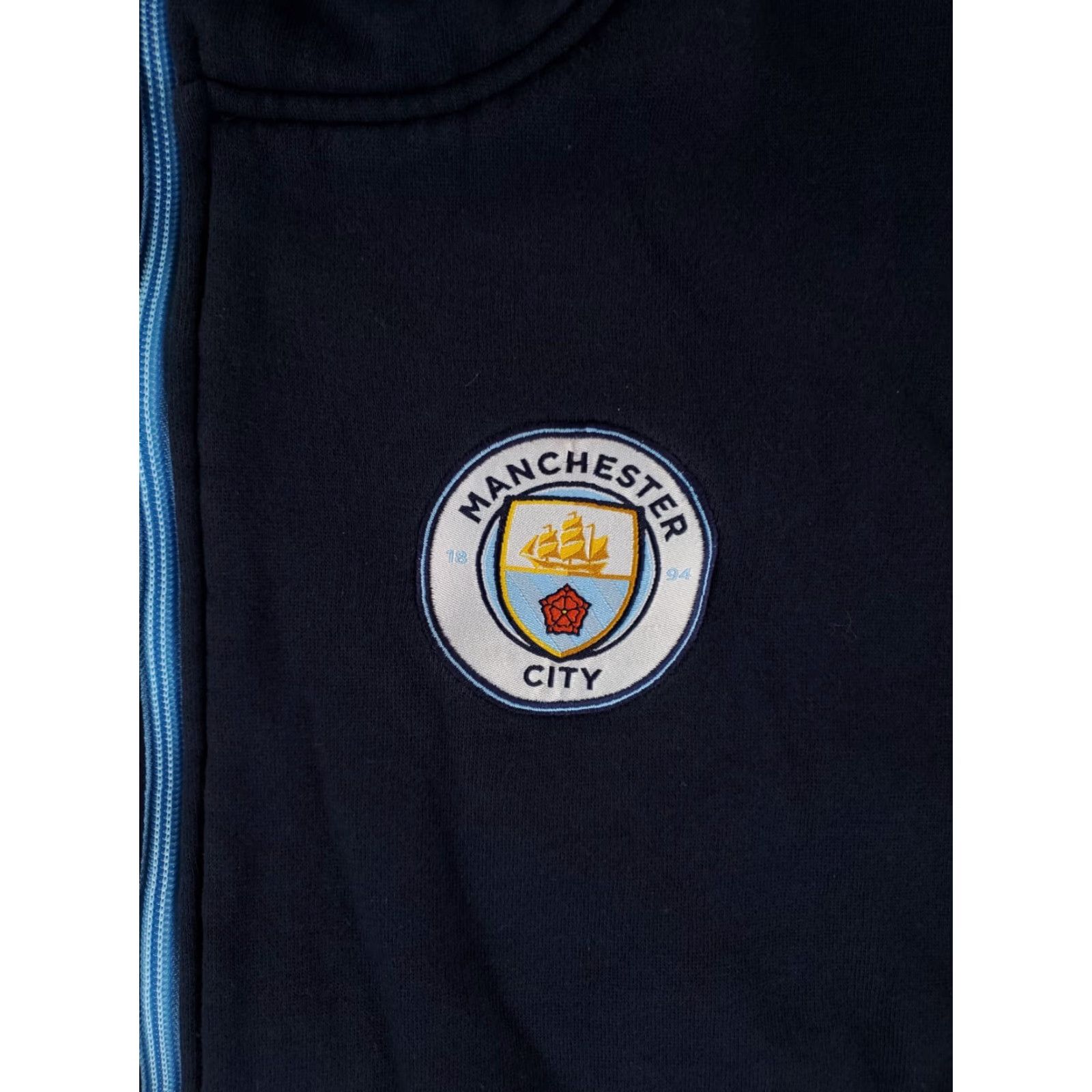 Vintage Manchester City Full Zip Hoodie Sweatshirt Cityzens Mens L Blue Size US L / EU 52-54 / 3 - 2 Thumbnail