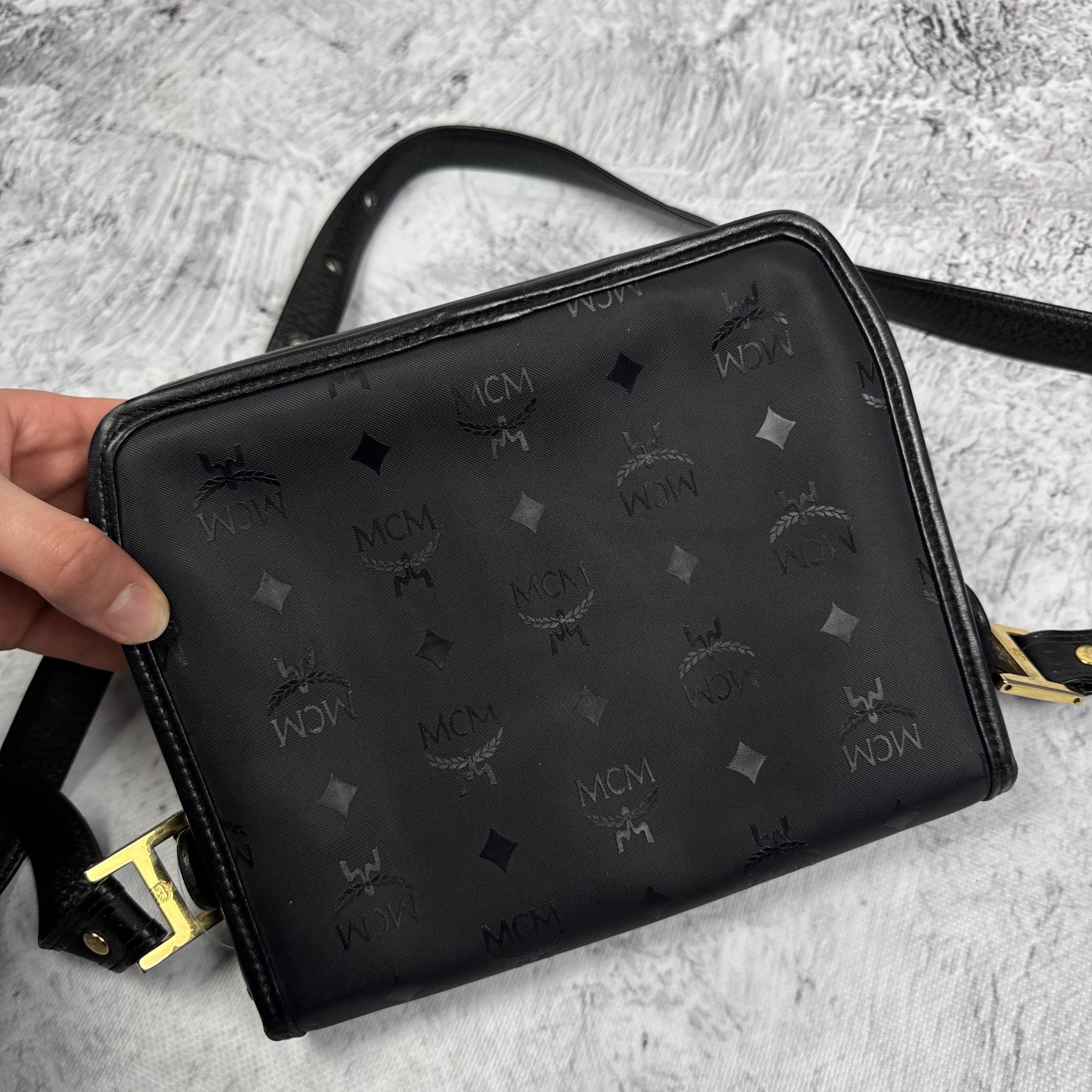 MCM MCM Munich Noir Visetos Adjustable Strap Crossbody Bag Size ONE SIZE - 11 Thumbnail