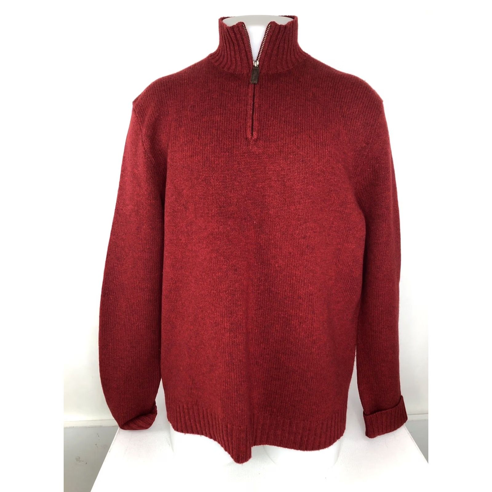 Vintage Polo Ralph Lauren Sweatshirt / Sweater Zip Neck 100% Wool Mens XL Dark Red Pullover Size US XL / EU 56 / 4 - 2 Thumbnail