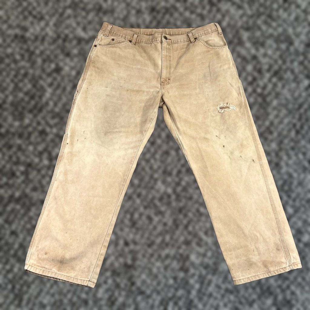 Dickies VINTAGE Dickies Mens Pants 40x30 Beige Workwear Carpenter Straight Canvas Grunge Skater Fall Winter Size US 40 / EU 56 - 1 Thumbnail