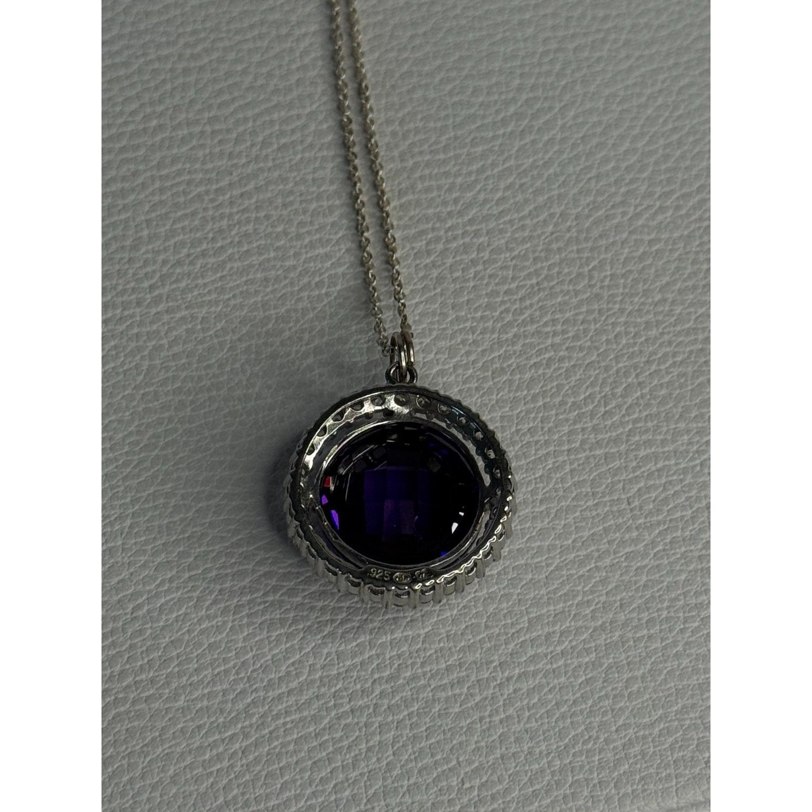 Jewelry 925 STERLING SILVER PURPLE CRYSTAL & CZ NECKLACE LENGTH 18 Size ONE SIZE - 5 Thumbnail