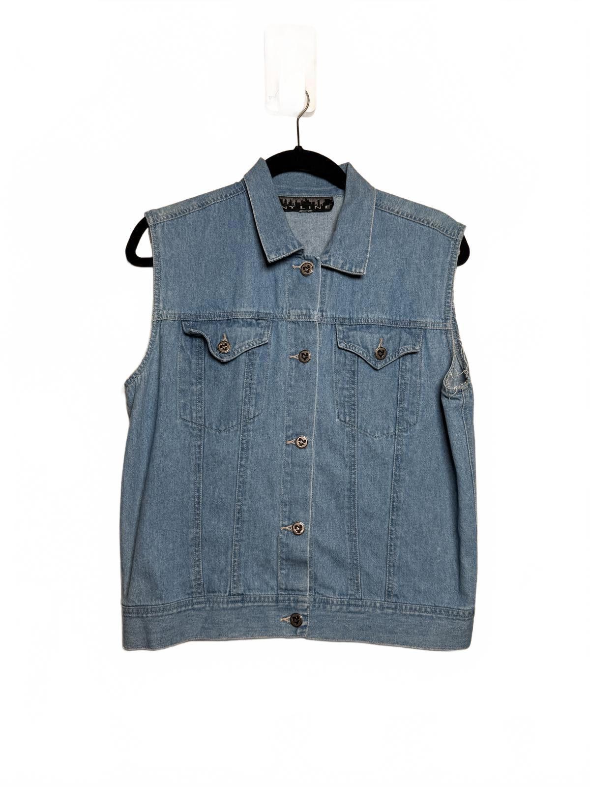 Designer vintage NY 90s Denim Blue Cut off Vest Size L / US 10 / IT 46 - 4 Thumbnail