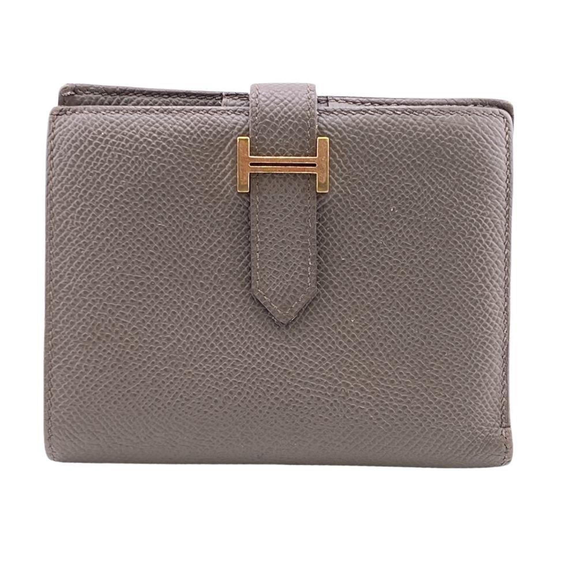 image of Hermes T1003Tf Bearn Compact Bi-Fold Wallet Beige Women's
