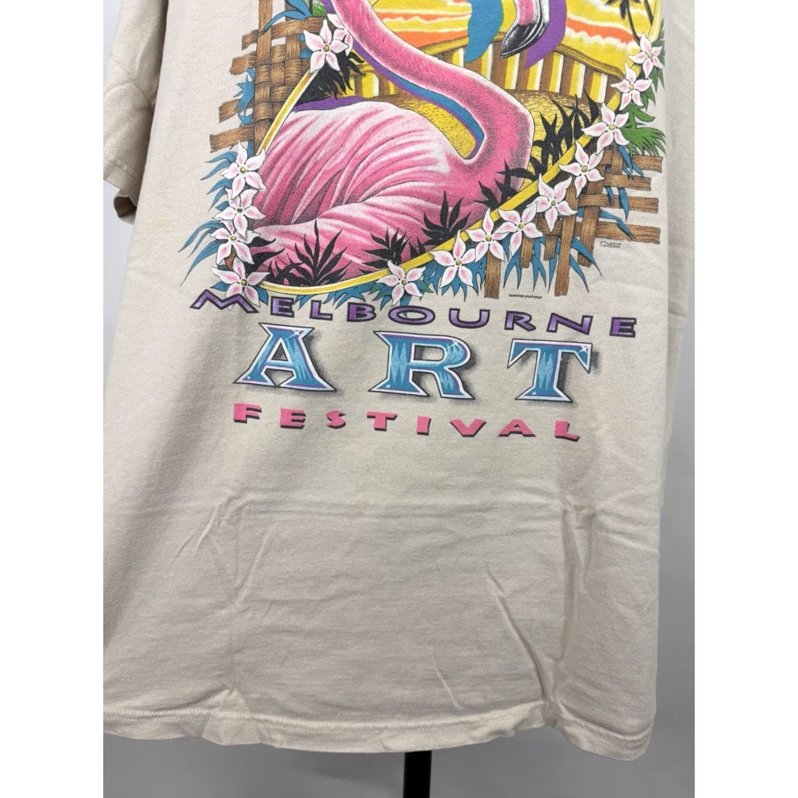 Anvil VINTAGE Art Shirt Mens XL 90s Flamingo T-shirt Melbourne Australia Beach Tee Size US XL / EU 56 / 4 - 4 Thumbnail
