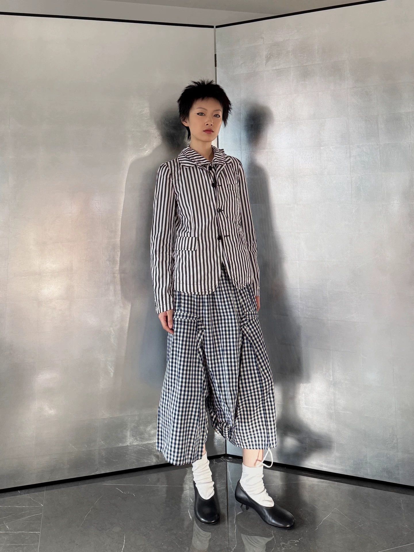 Comme des Garcons CDG AD2013 Black Layered Striped Waist-Cinched Blazer XS Size XS / US 0-2 / IT 36-38 - 3 Thumbnail