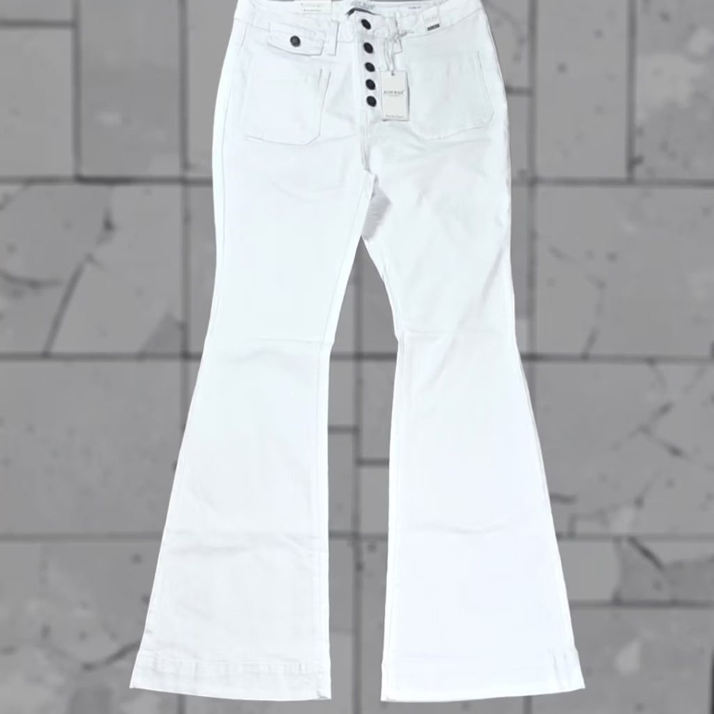 Vintage Judy Blue White High Waist Flare Button Fly Jeans Womens 33x33 Size 36" / US 14 / IT 50 - 1 Thumbnail
