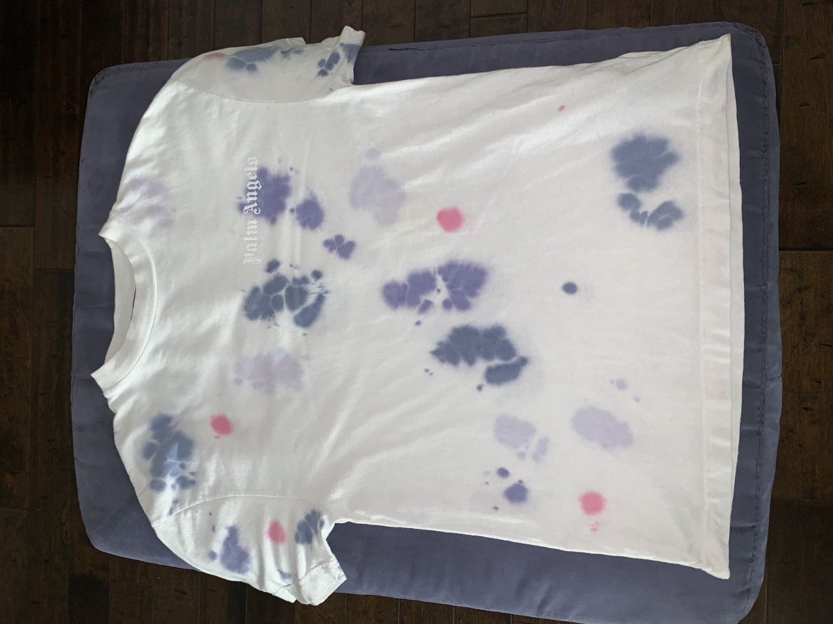 image of Palm Angels Tie-Dye T-Shirt in White, Men's (Size Medium)