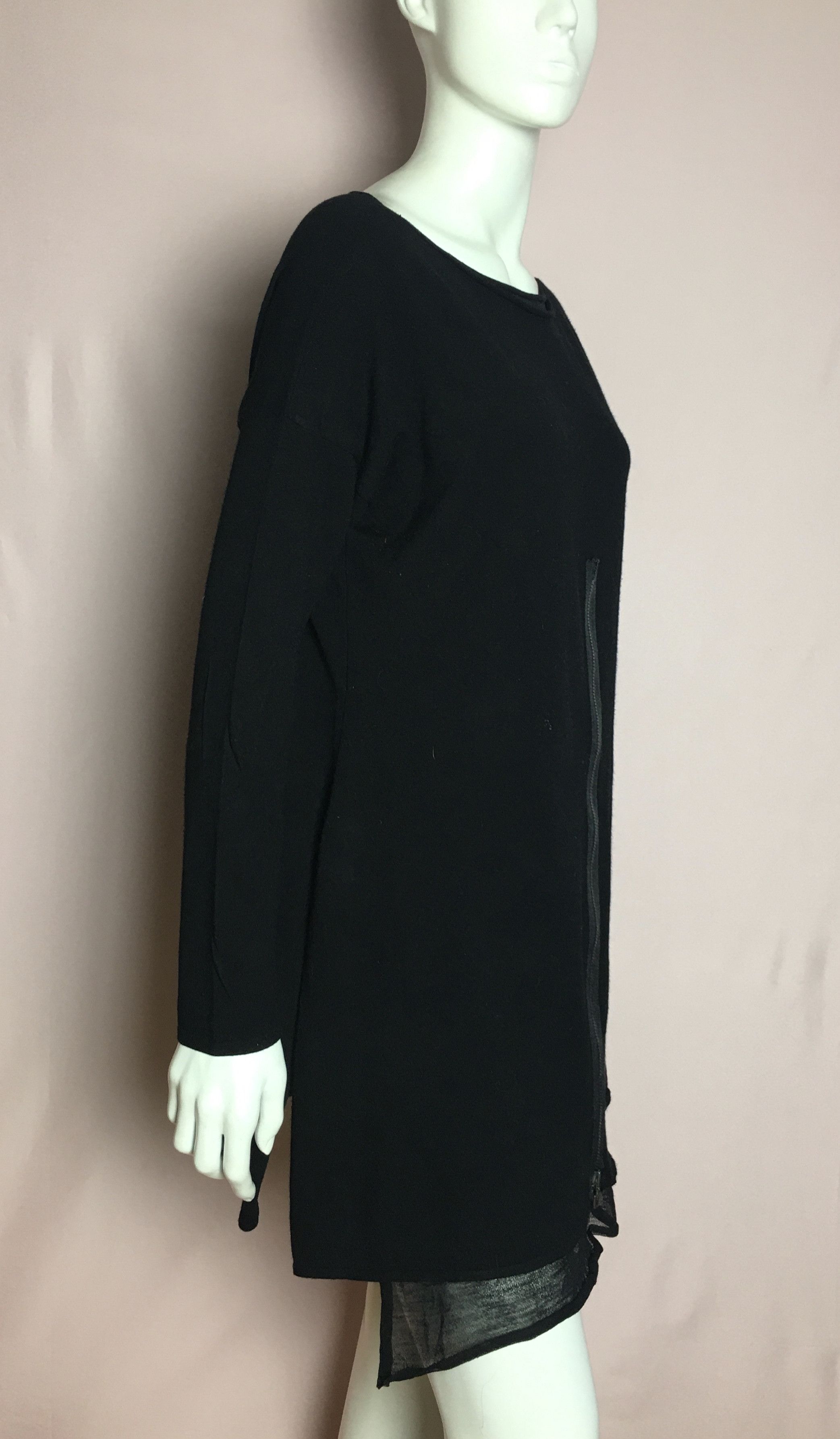 Sarah Pacini Sarah Pacini Wool Blend Black Long Tunic Size ONE SIZE - 3 Thumbnail